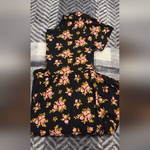 Old Navy Black Dress with Pink and Yellow Floral Design